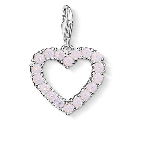 Berlocker - Charm hängsmycke HJÄRTA MED ROSA STENAR