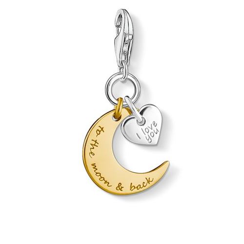 Berlocker - charm hängsmycke "I love you to the moon & back"